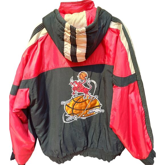 STARTER Other - Chicago Bulls 90s STARTER puffer "Baby Calf" jacket XL black red NBA vintage